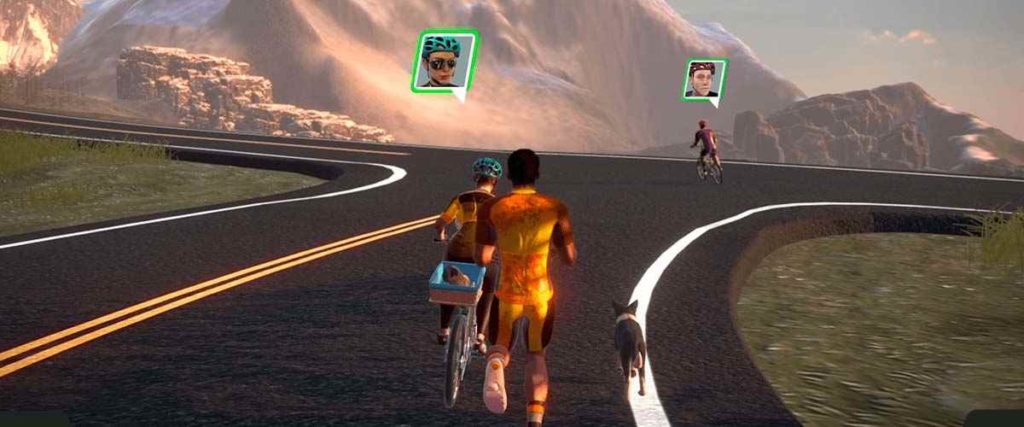 Vingo Male Avatar Running with Two Cyclists Avatar
