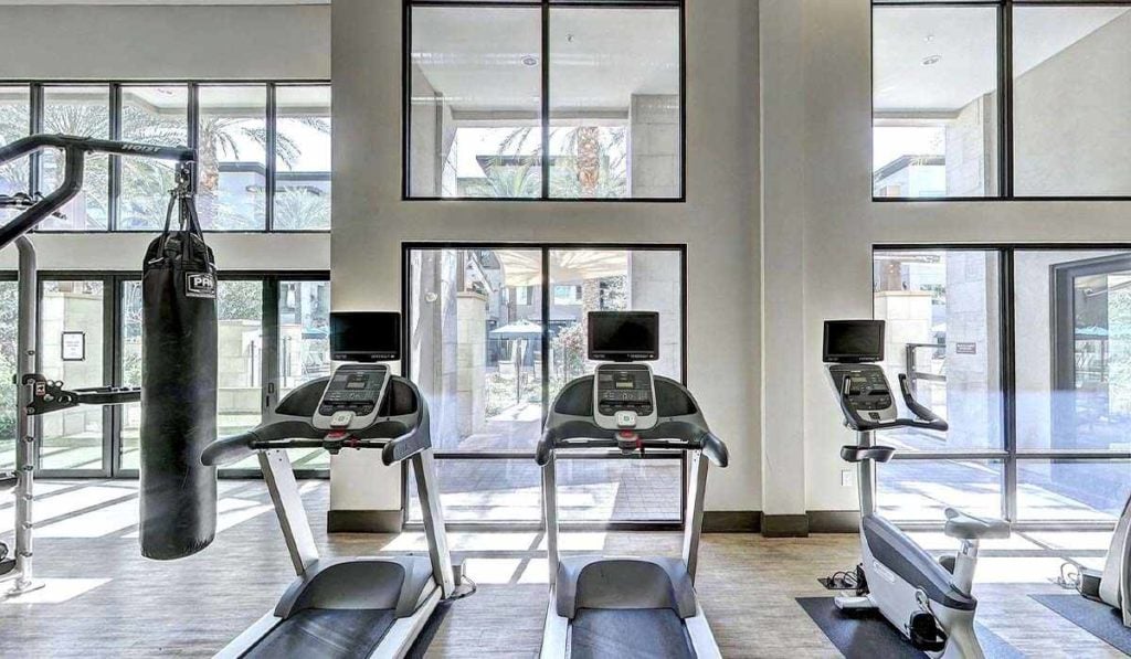 indoor gym with treadmills