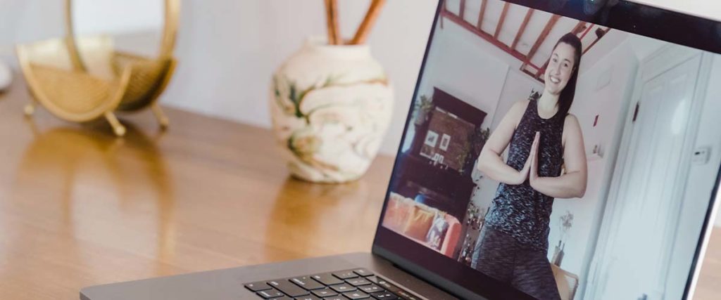 Computer Screen with a Woman Doing Yoga