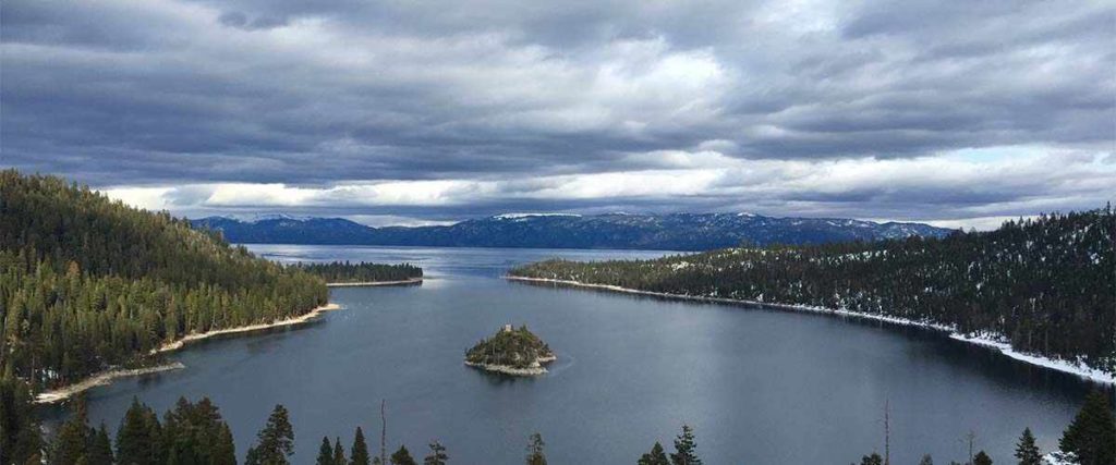 Aerial View of Lake Tahoe and its Body of Water