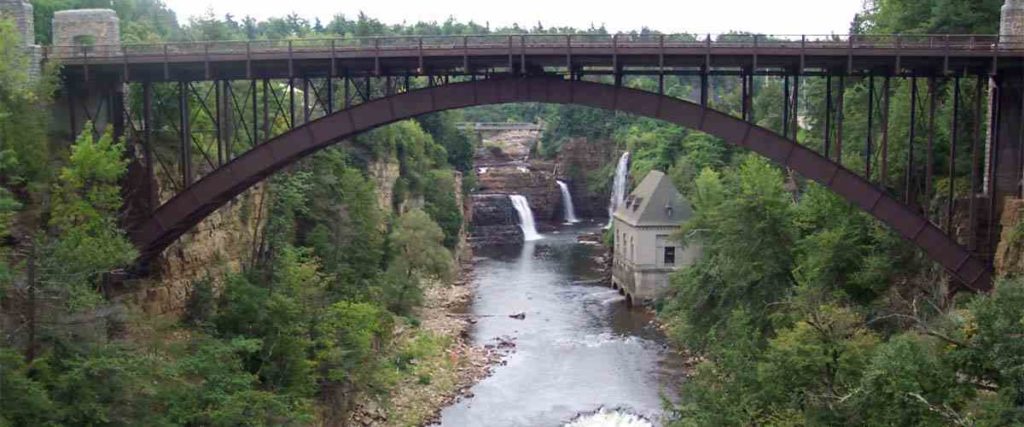 Large Bridge over River in Ausable Chasm