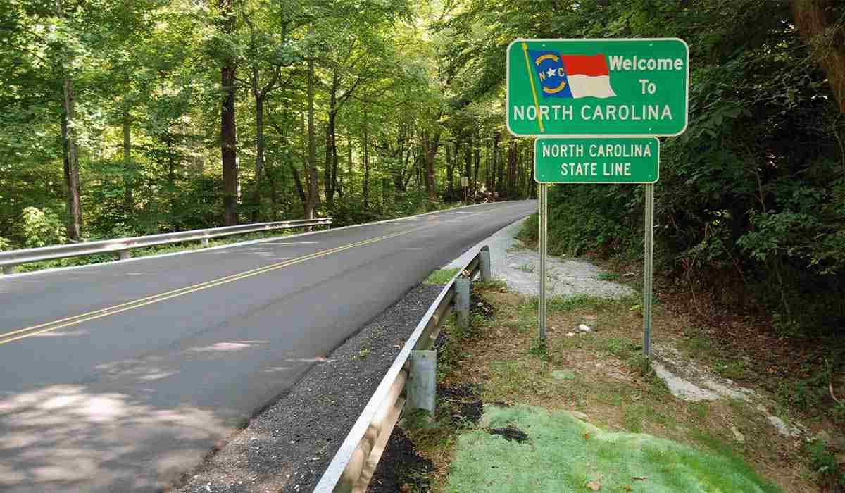 Road Sign Welcoming Passengers to North Carolina