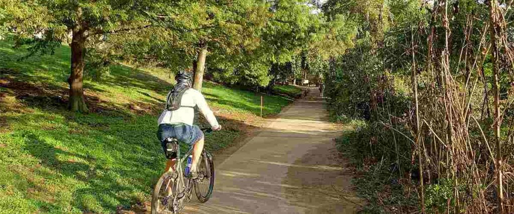 Cyclist on Leon Creek Greenway.