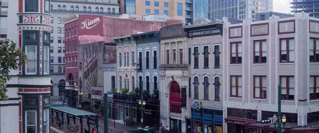 View of Main Street of Historic District in Houston, Texas.