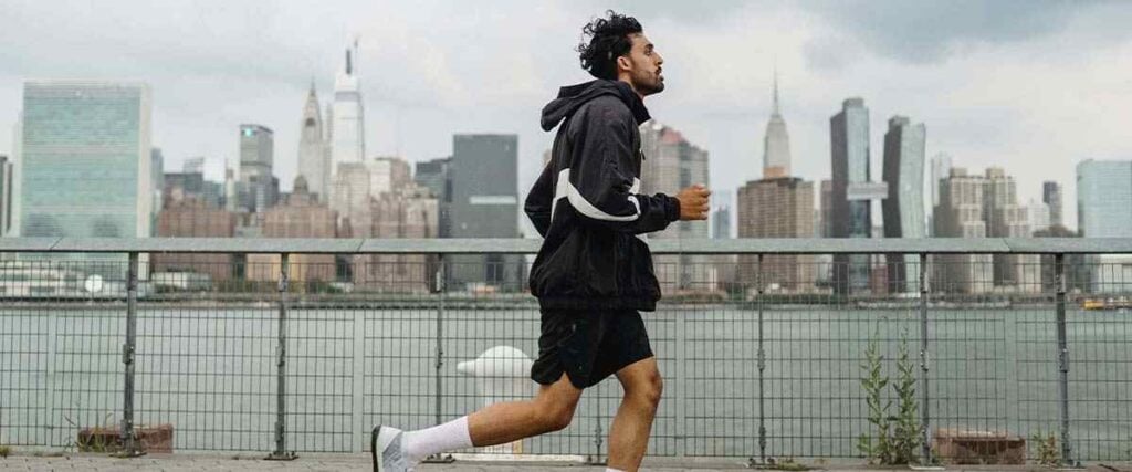 Man running in NYC.