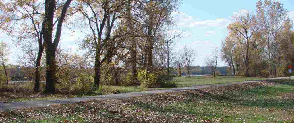 A view of a path at Katy Trail State Park. 