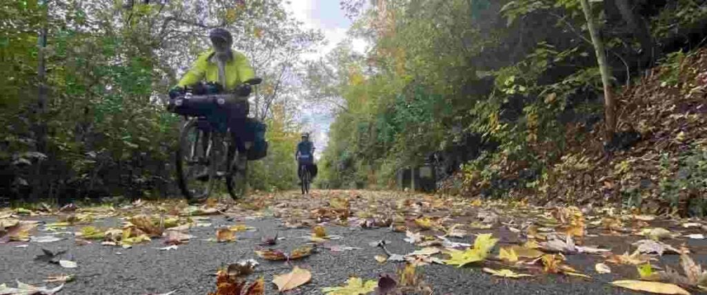 Leaves falling on Great Allegheny Passage