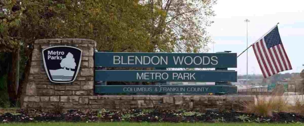 Welcome sign at Blendon Woods Metro Park.