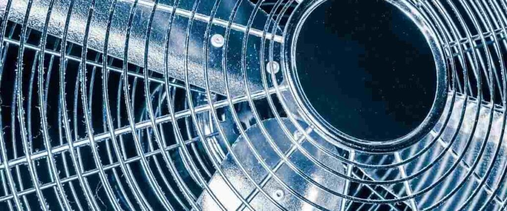 Close up of a floor fan.
