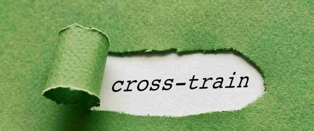 Piece of paper with an opening that reads 'cross-train.'