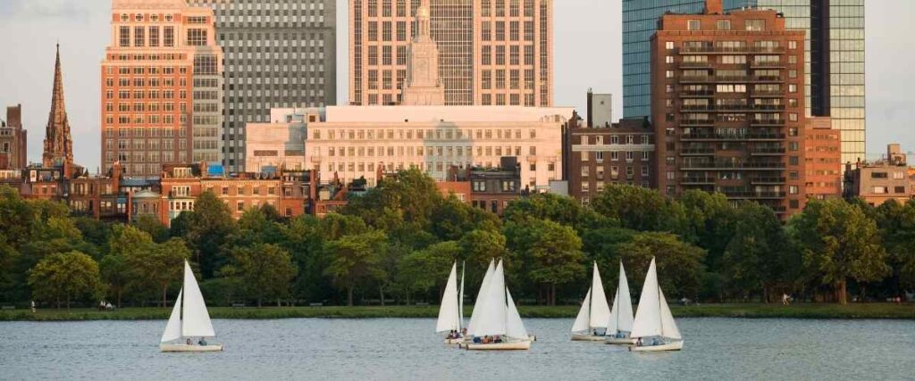The Charles River with sailboats. 