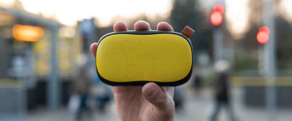 A portable blue tooth speaker. 