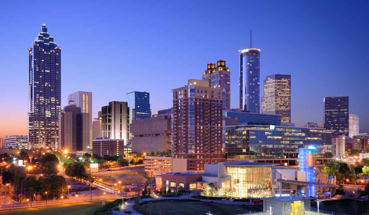 View of downtown Atlanta at night