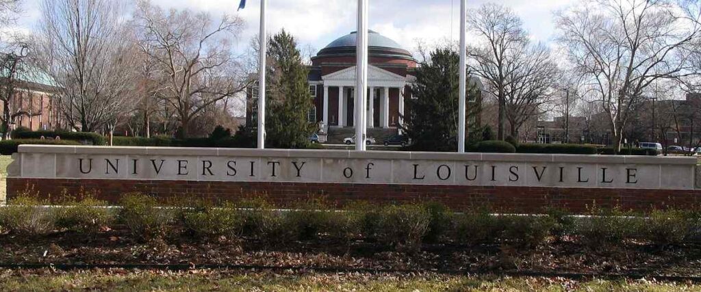Welcome Sign to the University of Louisville Campus. 