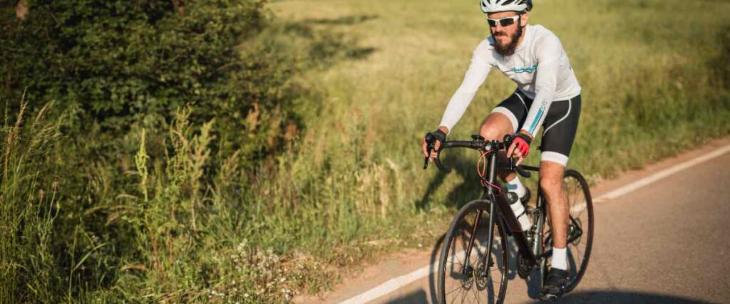 A cyclists on the Santa Fe Century Route