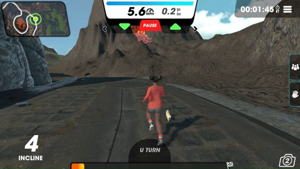 A running avatar starting her run on the Molten Rubber route. 
