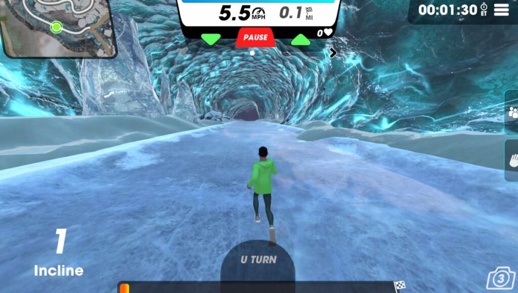 Running avatar in Vingo on the Frozen Sanctuary route.