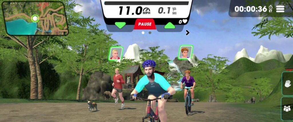 Two cyclists and a runner in Japans Vingo.