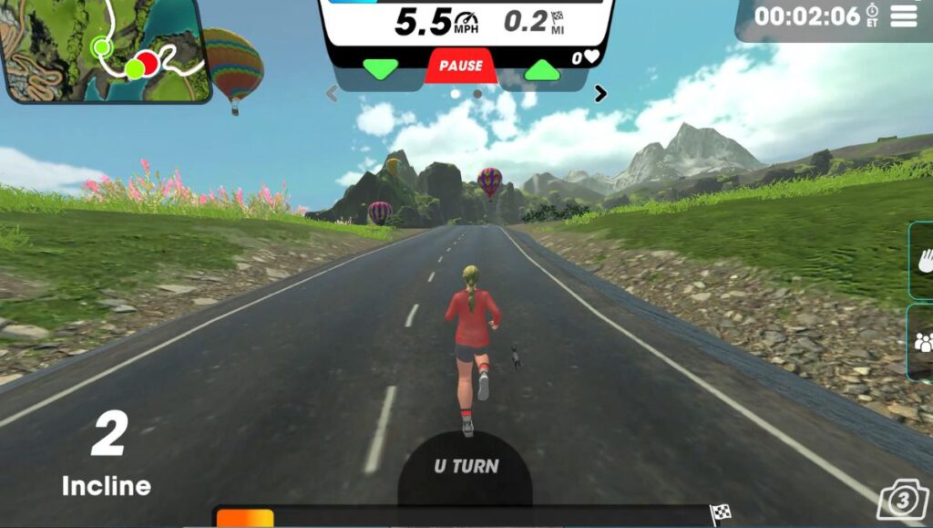 View of female avatar running on the Butte Cliffs route in Vingo. 