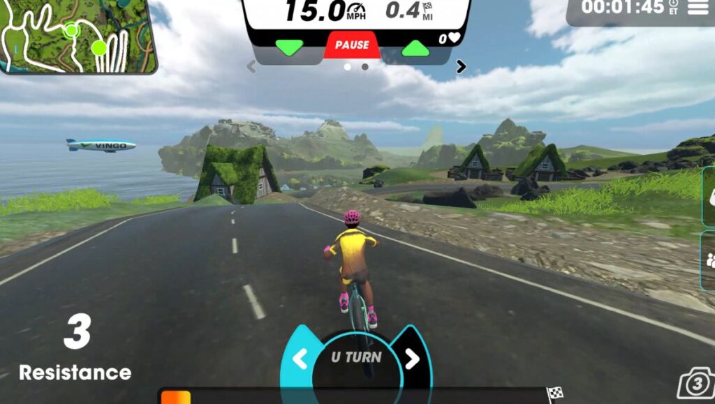 Male cyclists avatar on the Shoreline Haven route going towards the ocean. 