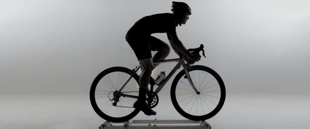 A male biker tries indoor cycling.